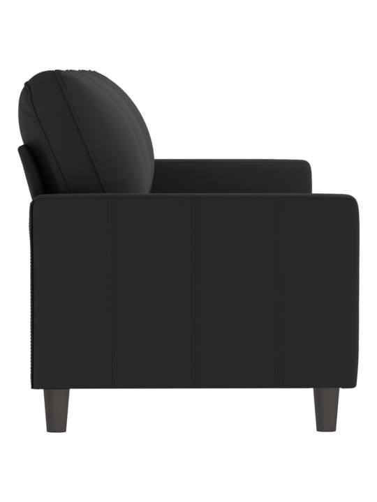 Trivietė sofa, juodos spalvos, 180cm, aksomas