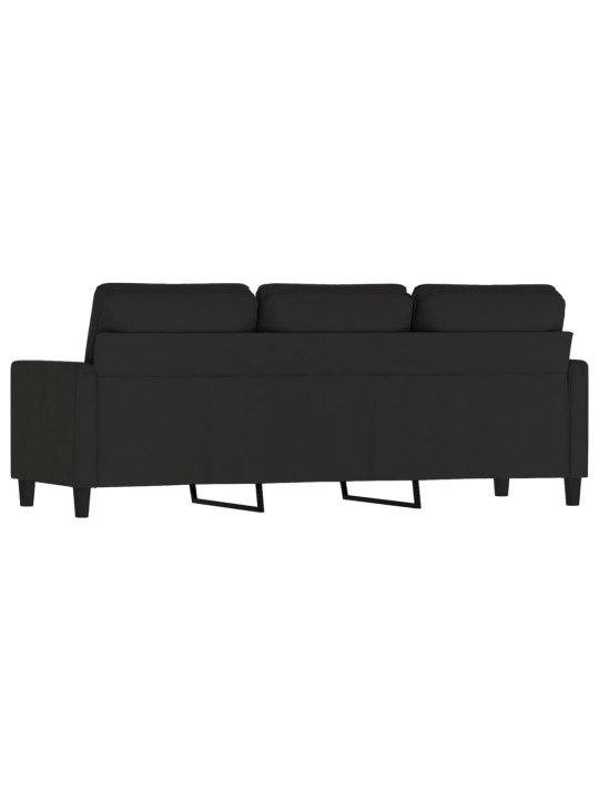 Trivietė sofa, juodos spalvos, 180cm, aksomas