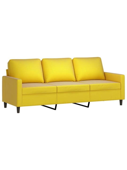 Trivietė sofa, geltonos spalvos, 180cm, aksomas