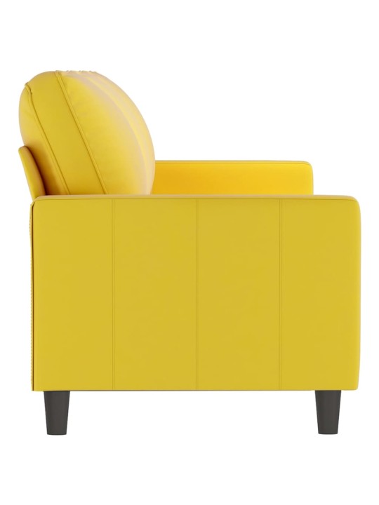 Trivietė sofa, geltonos spalvos, 180cm, aksomas