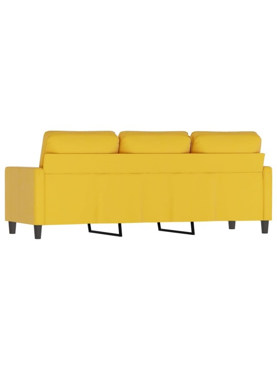 Trivietė sofa, geltonos spalvos, 180cm, aksomas