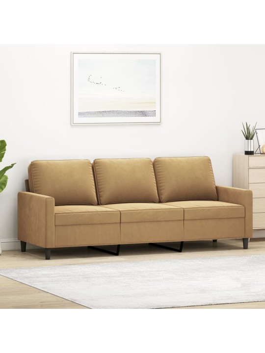 Trivietė sofa, rudos spalvos, 180cm, aksomas