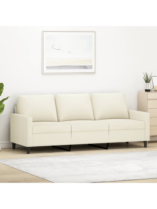 Trivietė sofa, kreminės spalvos, 180cm, aksomas
