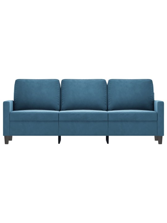Trivietė sofa, mėlynos spalvos, 180cm, aksomas