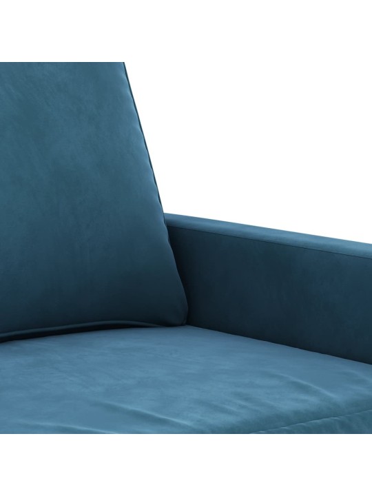 Trivietė sofa, mėlynos spalvos, 180cm, aksomas
