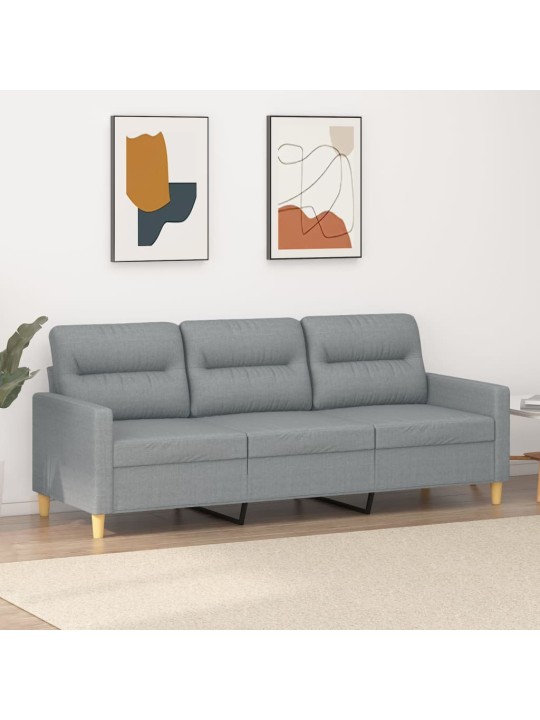 Trivietė sofa, šviesiai pilkos spalvos, 180cm, audinys