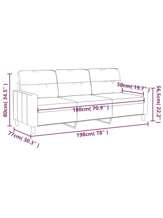 Trivietė sofa, tamsiai pilkos spalvos, 180cm, audinys
