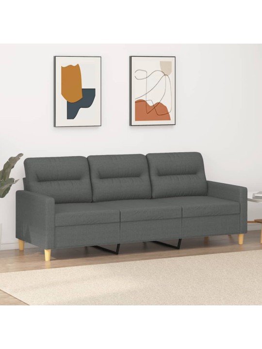 Trivietė sofa, tamsiai pilkos spalvos, 180cm, audinys