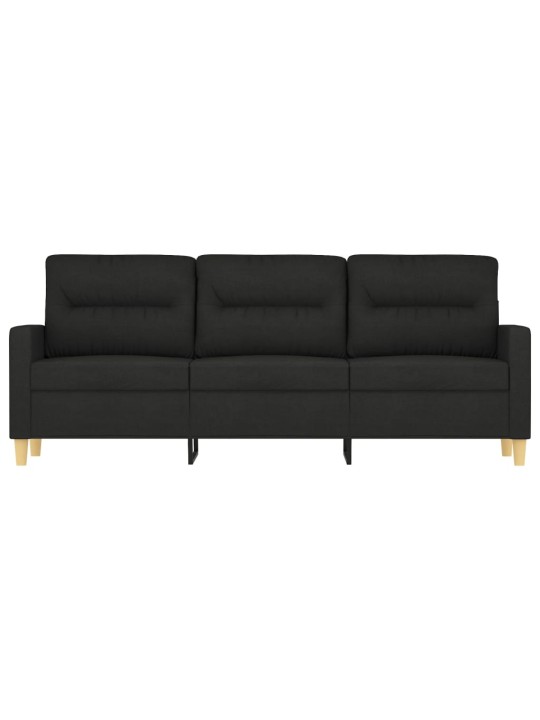 Trivietė sofa, juodos spalvos, 180cm, audinys