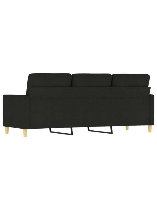 Trivietė sofa, juodos spalvos, 180cm, audinys