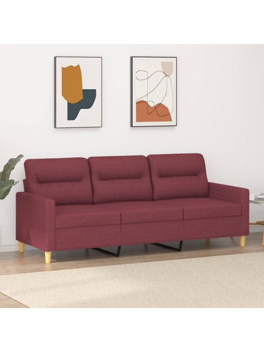 Trivietė sofa, raudonojo vyno spalvos, 180cm, audinys