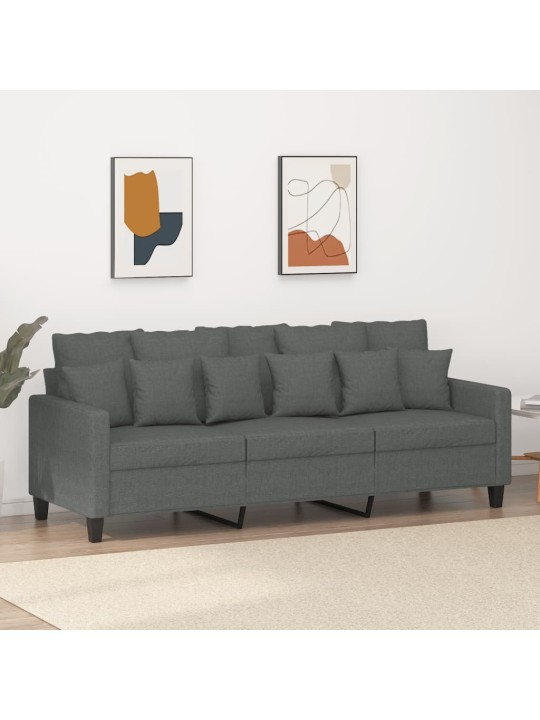 Trivietė sofa, tamsiai pilkos spalvos, 180cm, audinys