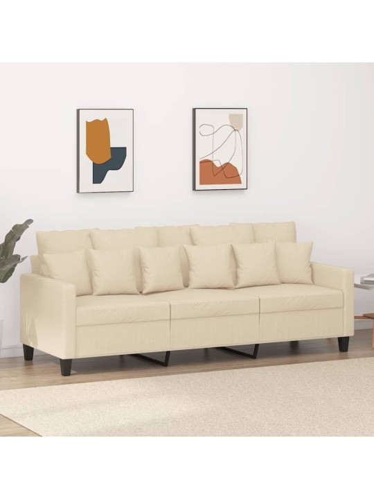 Trivietė sofa, kreminės spalvos, 180cm, audinys