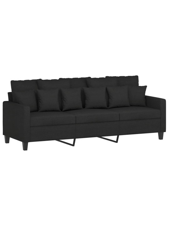 Trivietė sofa, juodos spalvos, 180cm, audinys