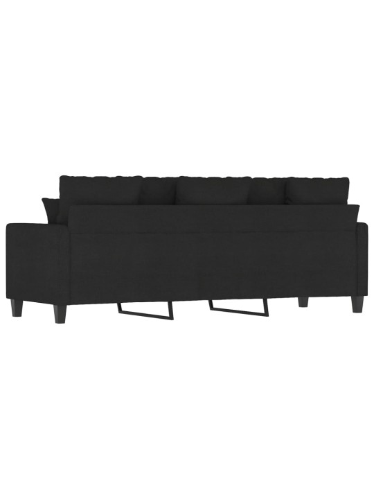Trivietė sofa, juodos spalvos, 180cm, audinys