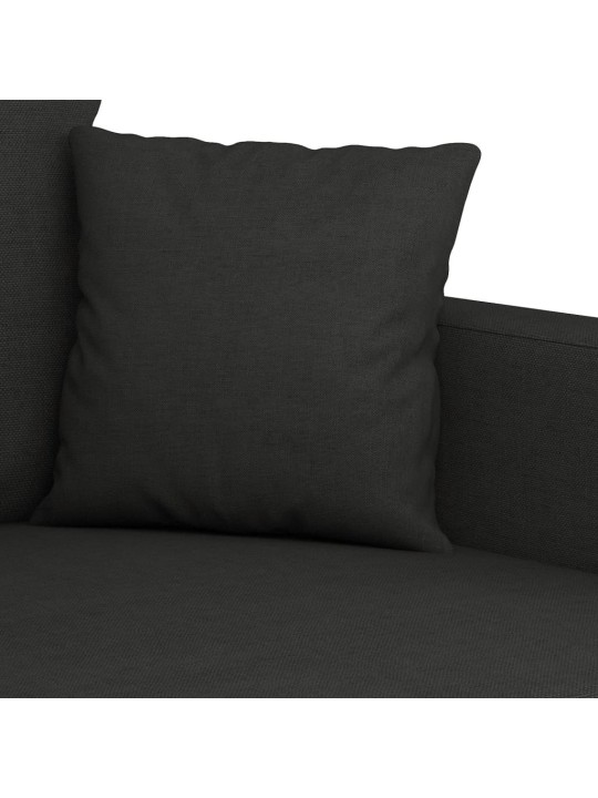 Trivietė sofa, juodos spalvos, 180cm, audinys