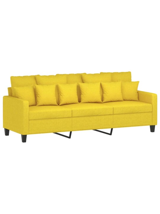 Trivietė sofa, šviesiai geltonos spalvos, 180cm, audinys