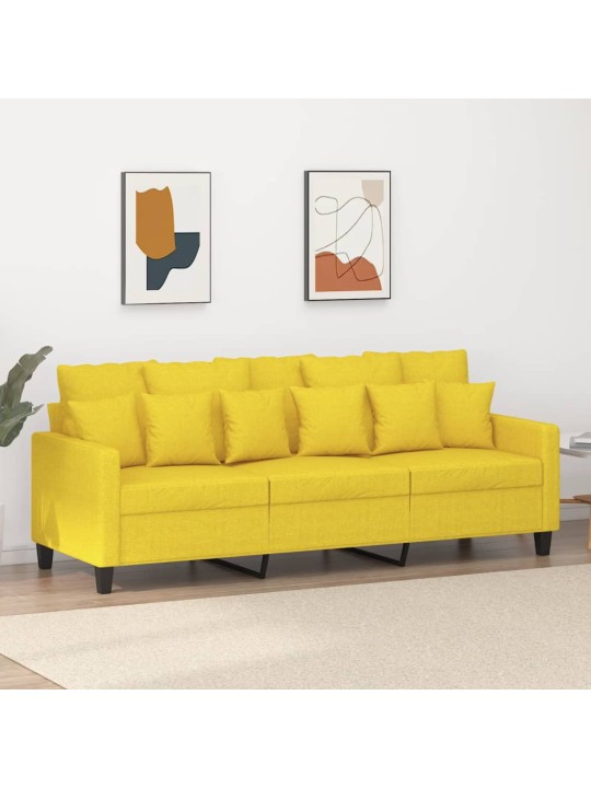 Trivietė sofa, šviesiai geltonos spalvos, 180cm, audinys