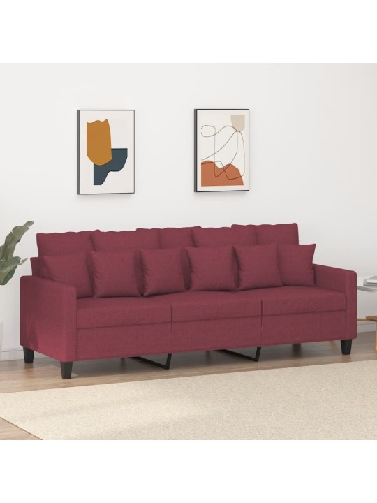 Trivietė sofa, raudonojo vyno spalvos, 180cm, audinys