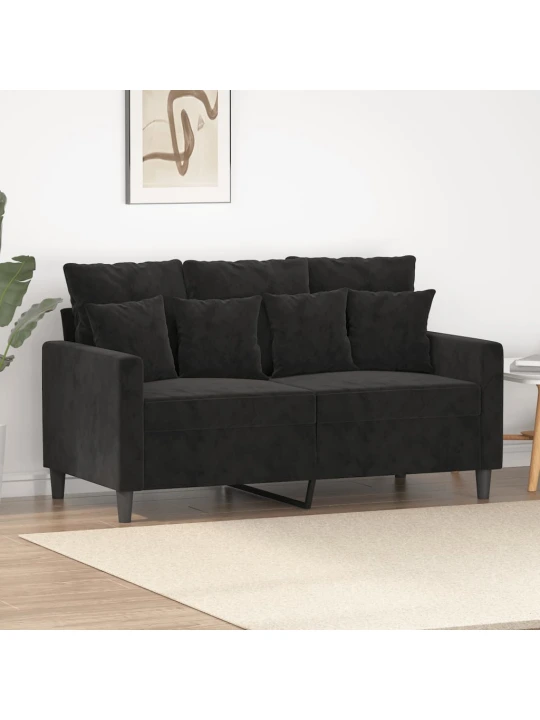Dvivietė sofa, juodos spalvos, 120cm, aksomas