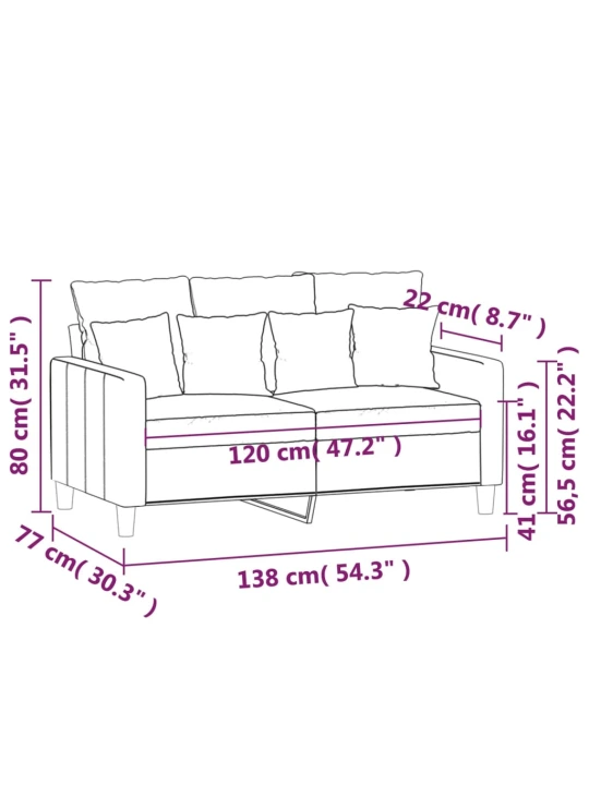 Dvivietė sofa, mėlynos spalvos, 120cm, aksomas