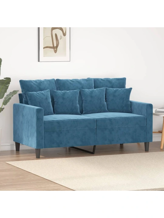 Dvivietė sofa, mėlynos spalvos, 120cm, aksomas