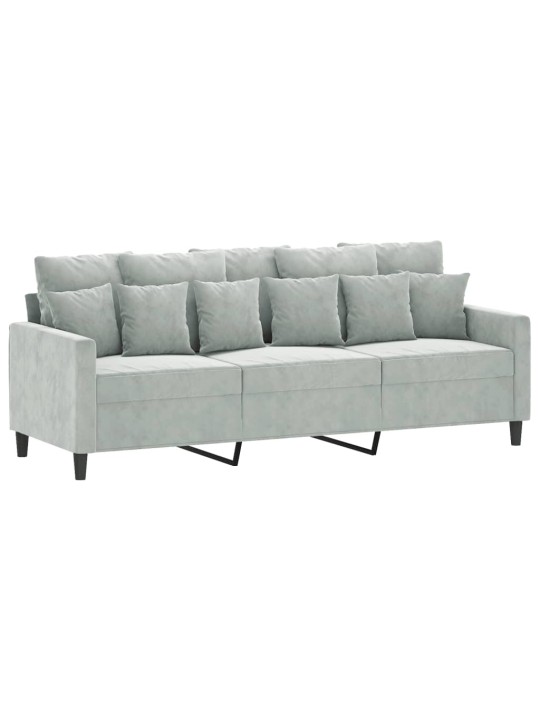 Trivietė sofa, šviesiai pilkos spalvos, 180cm, aksomas