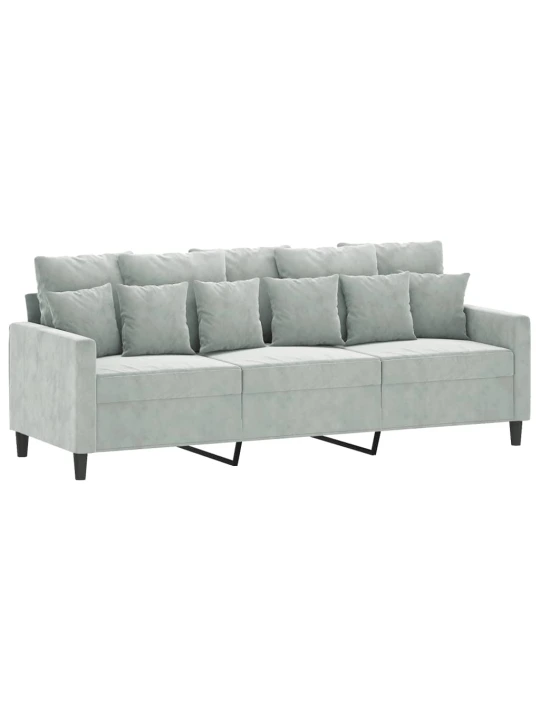 Trivietė sofa, šviesiai pilkos spalvos, 180cm, aksomas