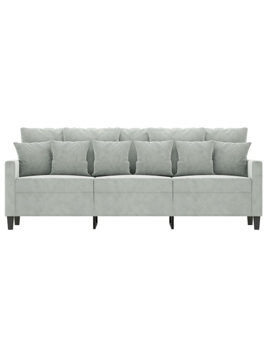 Trivietė sofa, šviesiai pilkos spalvos, 180cm, aksomas