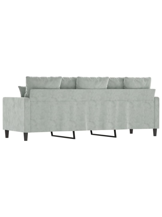 Trivietė sofa, šviesiai pilkos spalvos, 180cm, aksomas