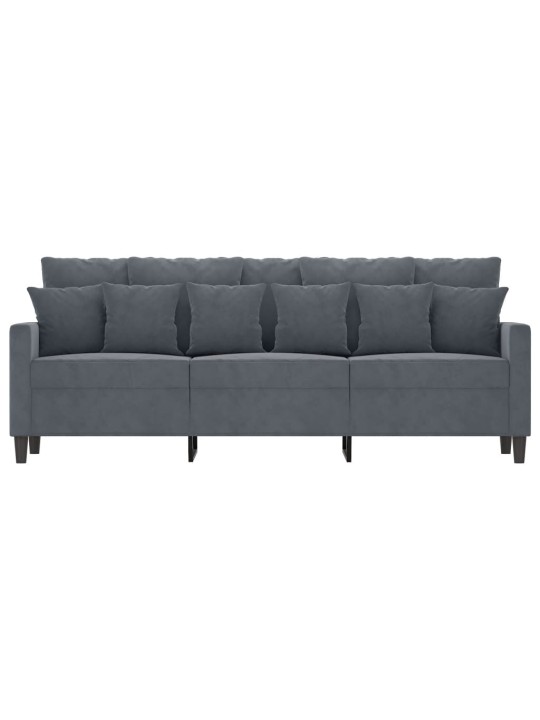 Trivietė sofa, tamsiai pilkos spalvos, 180cm, aksomas
