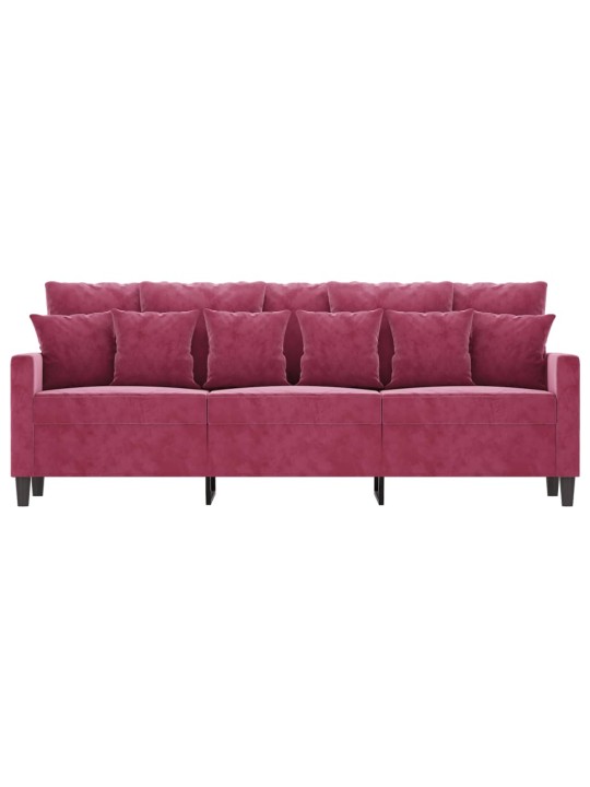 Trivietė sofa, raudonojo vyno spalvos, 180cm, aksomas