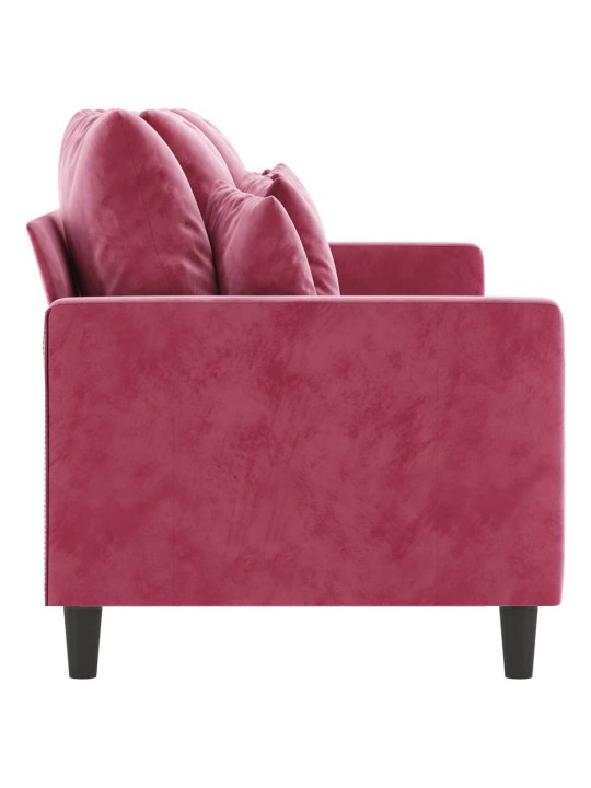 Trivietė sofa, raudonojo vyno spalvos, 180cm, aksomas