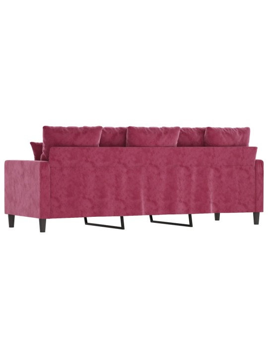 Trivietė sofa, raudonojo vyno spalvos, 180cm, aksomas