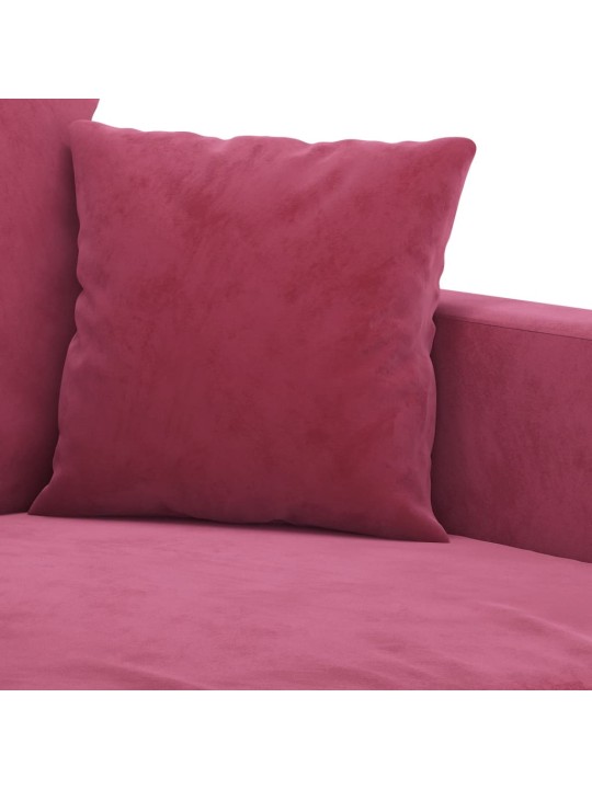 Trivietė sofa, raudonojo vyno spalvos, 180cm, aksomas