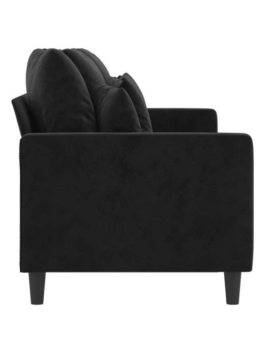 Trivietė sofa, juodos spalvos, 180cm, aksomas