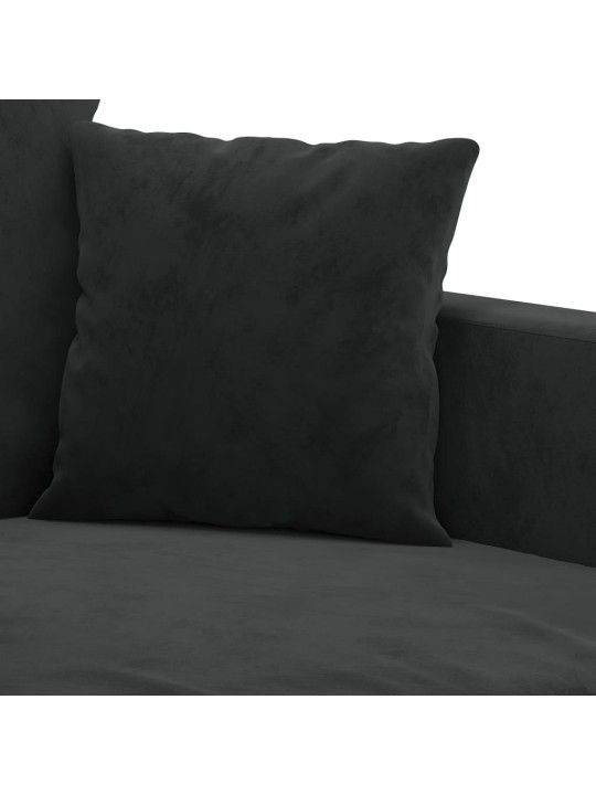 Trivietė sofa, juodos spalvos, 180cm, aksomas