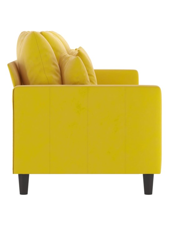 Trivietė sofa, geltonos spalvos, 180cm, aksomas
