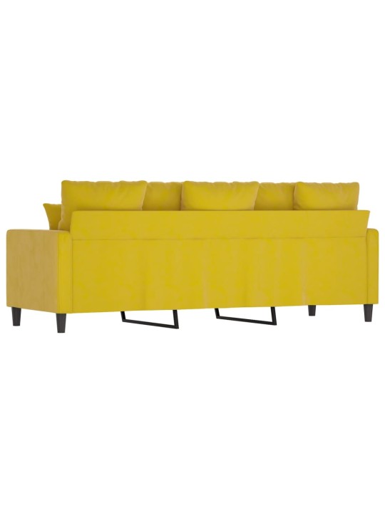 Trivietė sofa, geltonos spalvos, 180cm, aksomas