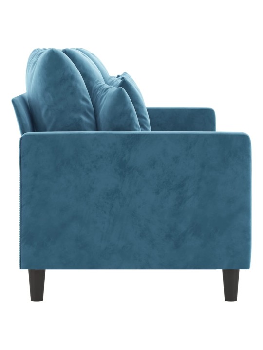 Trivietė sofa, mėlynos spalvos, 180cm, aksomas