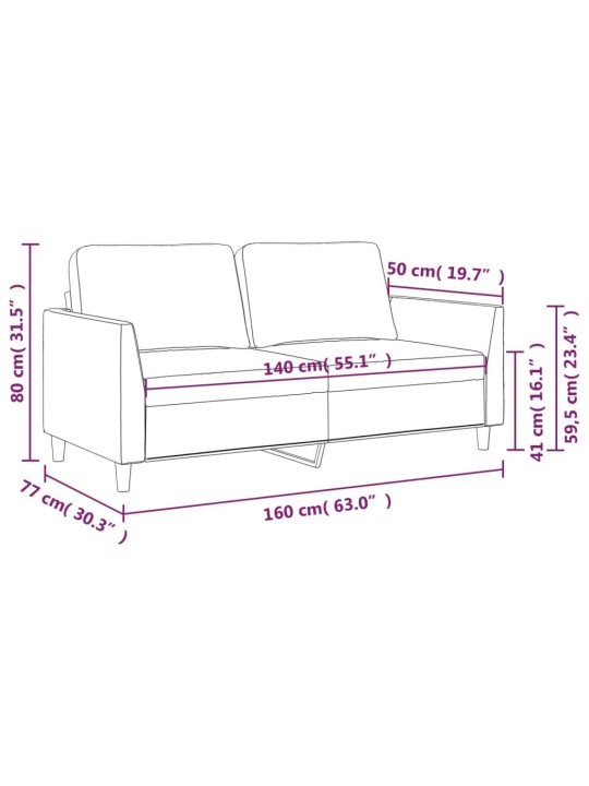 Dvivietė sofa, kapučino spalvos, 140cm, dirbtinė oda