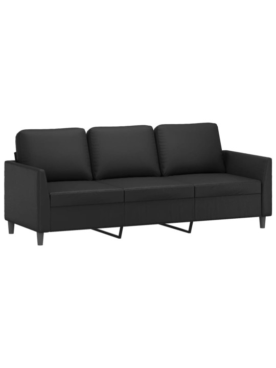 Trivietė sofa, juodos spalvos, 180cm, dirbtinė oda