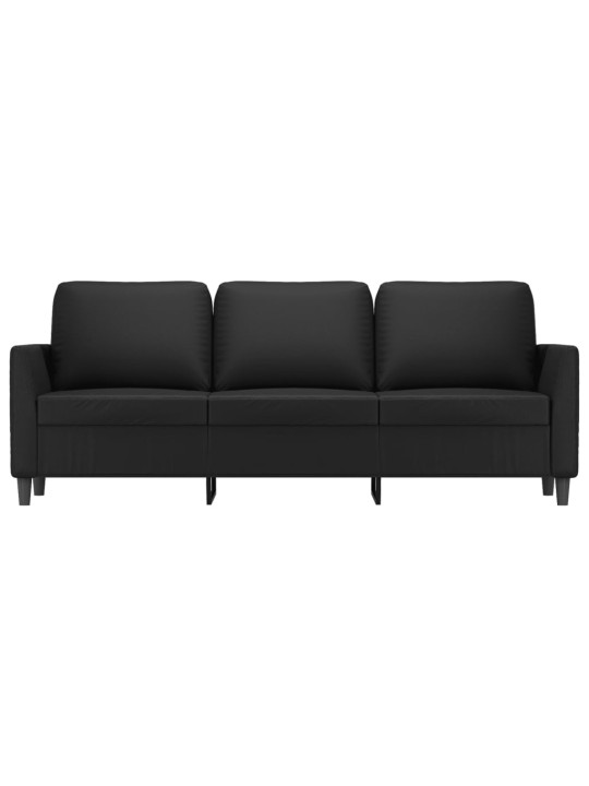 Trivietė sofa, juodos spalvos, 180cm, dirbtinė oda
