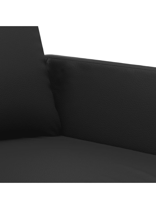 Trivietė sofa, juodos spalvos, 180cm, dirbtinė oda