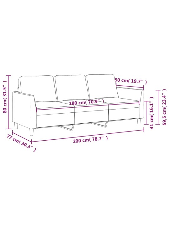 Trivietė sofa, juodos spalvos, 180cm, dirbtinė oda