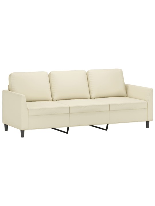 Trivietė sofa, kreminės spalvos, 180cm, dirbtinė oda