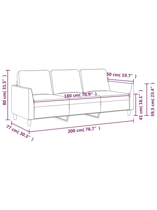 Trivietė sofa, kreminės spalvos, 180cm, dirbtinė oda