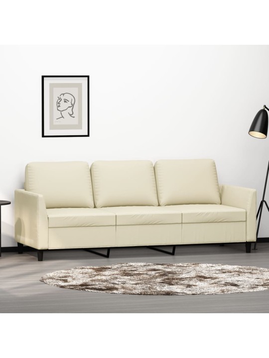 Trivietė sofa, kreminės spalvos, 180cm, dirbtinė oda