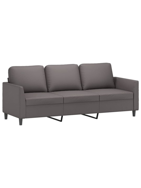 Trivietė sofa, pilkos spalvos, 180cm, dirbtinė oda