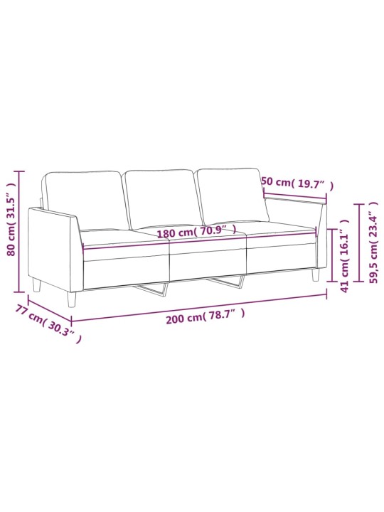 Trivietė sofa, pilkos spalvos, 180cm, dirbtinė oda